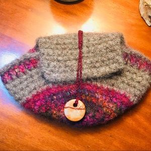 NWOT: Multicolored Artisan Felted Clutch